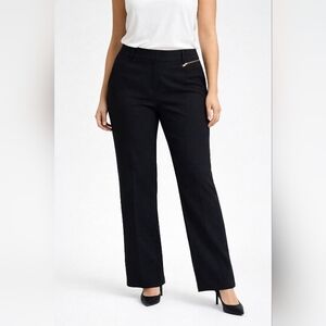 Anne Klein Black Straight Leg Pants with Gold Zipper